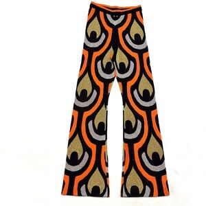 RABANNE X H&M sz S Glittery jacquard-knit trousers pants flare high waist